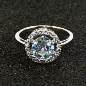 Silver and Blue Topaz Ring Size 8